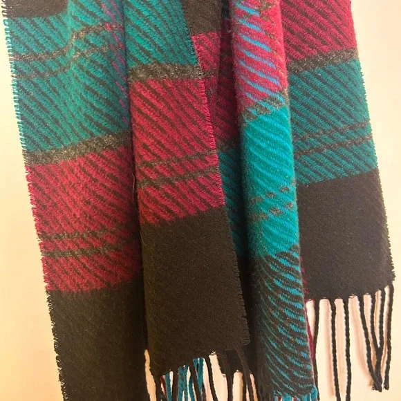 NEW Women’s Winter Long Scarf,long fringe, rich colors of black, teal,& burgundy - Picture 5 of 5